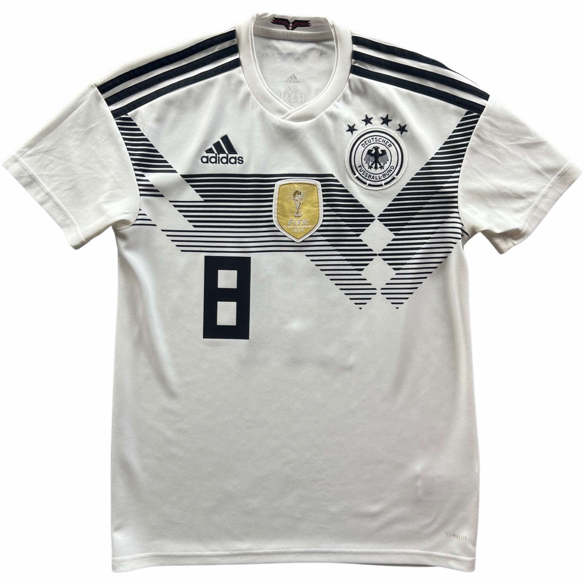 Németország 2018-19 Adidas hazai Toni Kroos foci mez XS-es
