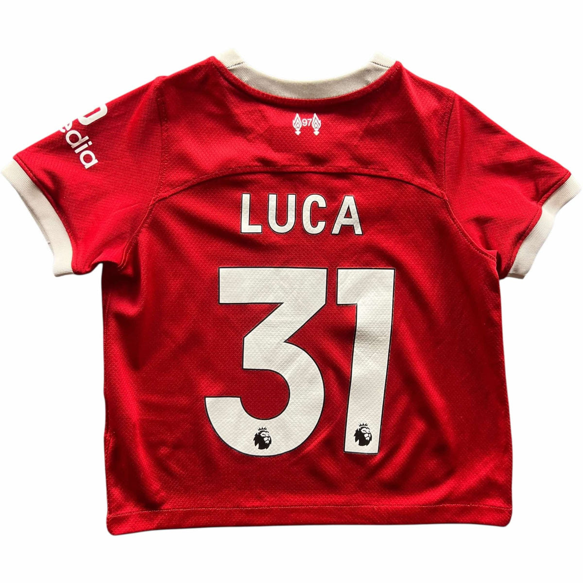 Liverpool 2023-24 Nike home „Luca” football shirt size Kids S (104-110)