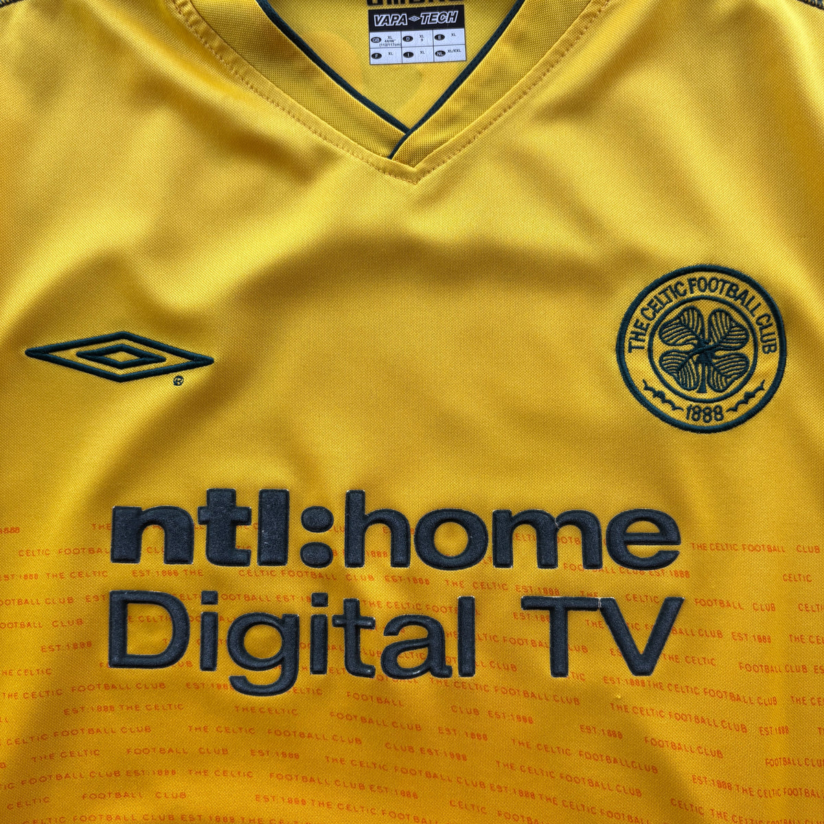 Celtic 2002-03 Umbro away long sleeve Henrik Larsson football shirt size XL