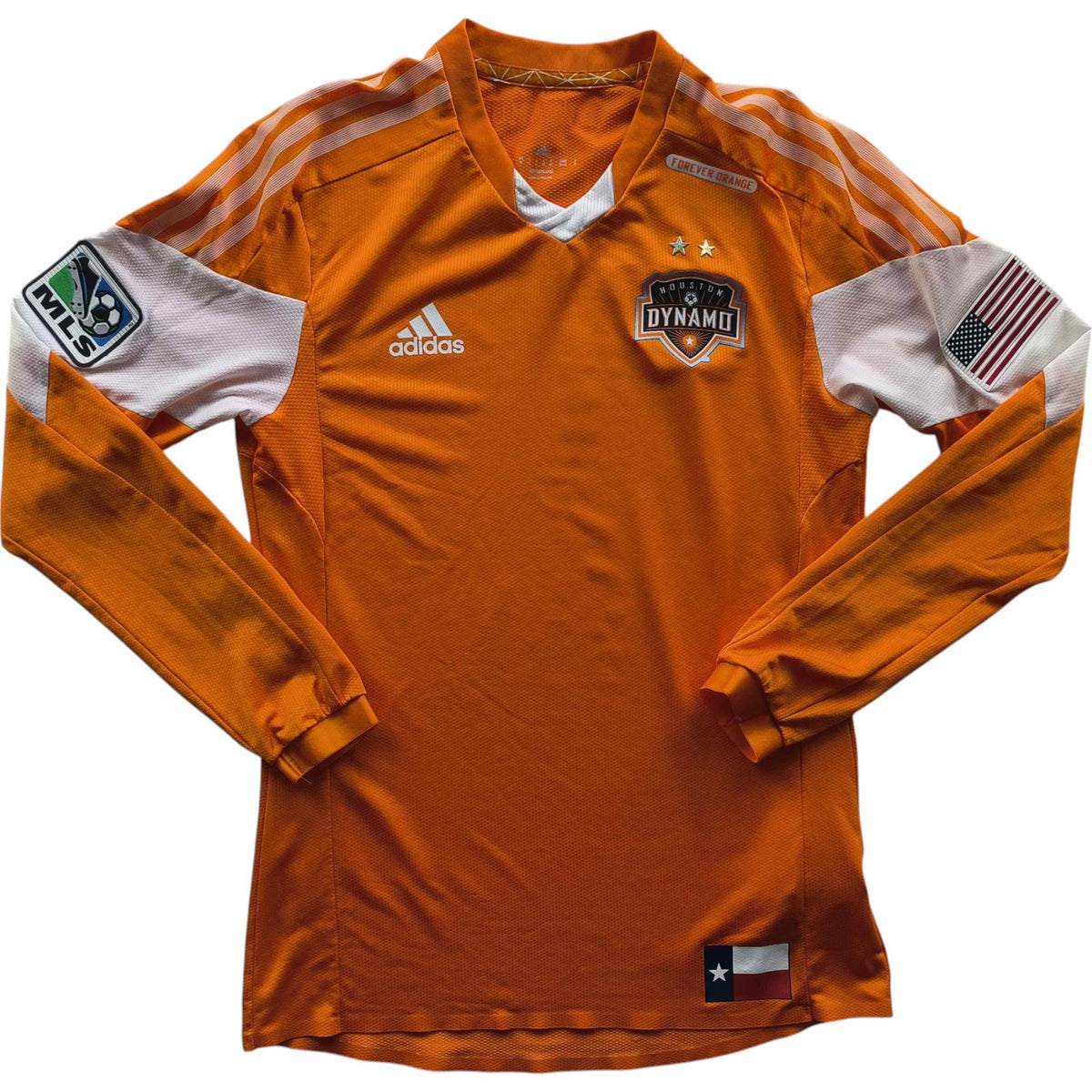 Houston Dynamo 2013-14 Adidas hazai hosszú ujjú Player Issue foci mez M-es