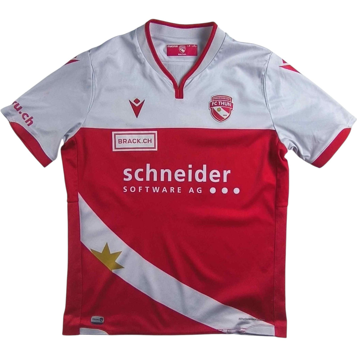 FC Thun 2020-21 Macron home Dominik Schwizer football shirt size 152