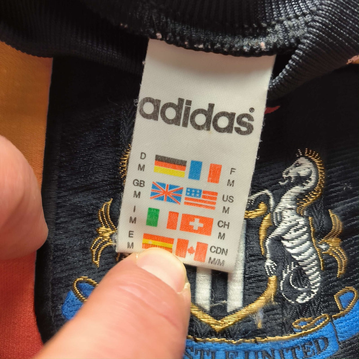 Newcastle United 1996-97 Adidas kapus foci mez M-es