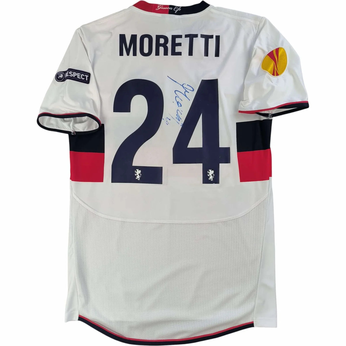 Genoa 2010-11 Asics vendég EL Emiliano Moretti *Aláírt* foci mez L-es