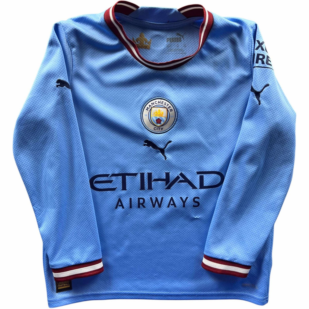 Manchester City 2022-23 Puma hazai „Zac #8” hosszú ujjú foci mez gyerek 128-as