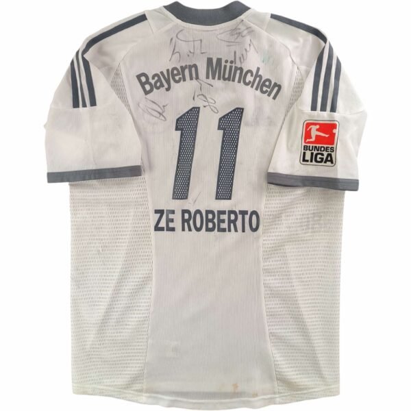 Bayern München 2002-04 Adidas vendég Zé Roberto *Aláírt* foci mez gyerek XL-es