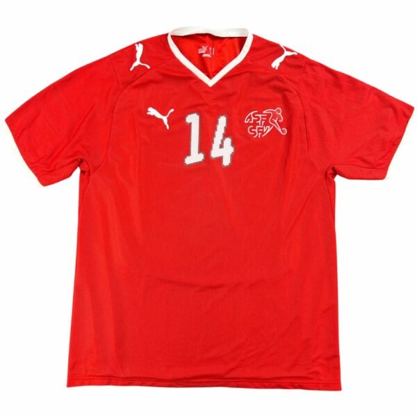 Svájc Svájci válogatott 2008-10 Puma hazai #14 foci mez L-es