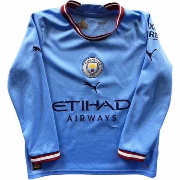 Manchester City 2022-23 Puma hazai "Zac #8" hosszú ujjú foci mez gyerek 128-as