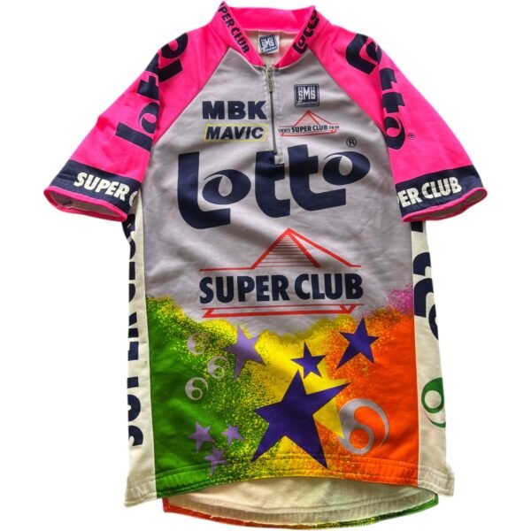 Santini Lotto 1990 Super Club MBK-Mavic vintage kerékpáros mez L-es